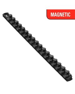 Ernst Mfg. 18 Inch Magnetic Socket Organizer w/Twist Lock Clips - Black-1/2 Inch