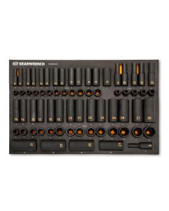 KDTGWMSISKHMM image(0) - GEARWRENCH 68 Piece 3/8&rdquo; & 1/2&rdquo; Drive 6 Point Metric Standard & Deep Hi-Viz Impact Socket Set in Foam Storage Tray