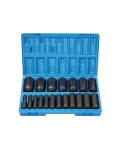 GRE1719D image(0) - Grey Pneumatic 1/2" Drive 19 Piece Deep Length Fractional Set - 12 Point
