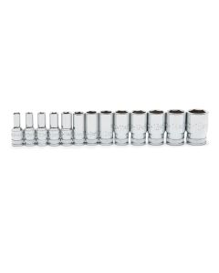 KDT80304S-06 image(0) - GEARWRENCH 13 Piece 1/4 Inch Drive 6 Point Mid Length Metric Socket Set