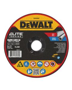 DWTDWA8950F image(0) - DEWALT ELITE SERIES 4 In x .045 in Ceramic Abrasive Chop / Cut-Off Blade with 5/8 in Arbor For Stainless & Mild Steel Cutting (1 Pack)