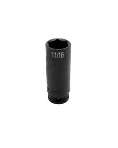 VIMIMP61116D image(0) - VIM TOOLS 11/16 Inch X 3/8 Inch Drive SAE Cr-Mo Impact Socket - Deep