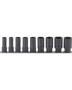 KKNRS13301X-9 image(0) - Ko-ken USA RS13301X/9 3/8 Sq. Dr. 6 point  Thin walled Semi-Deep Socket set  8-22mm  9 pieces