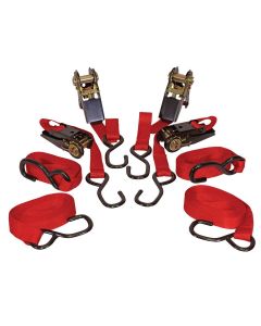 KTI73870 image(0) - K Tool International Tie Down Ratcheting 4 Pack 1 Inch by 15 Feet