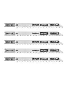 DWTDW3712H image(0) - DEWALT Jigsaw Blades, Laminate Down Cutting, U-Shank, 4-Inch, 10-Tpi, 5-Pack