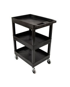 LUXSEC111HD-B image(0) - Luxor Plastic Utility Cart w/ HD Casters, 24" x 18", Black