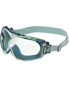 UVXS3970HS image(0) - Uvex Stealth OTG Indirect Vent Chemical Splash Goggles, Navy Frame & Clear HydroShield Anti-Fog Lens - S3970HS
