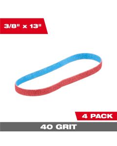 MLW48-80-7040 image(0) - Milwaukee Tool 3/8 Inch x 13 Inch 40 Grit Bandfile Belts &hyphen; 4 pack