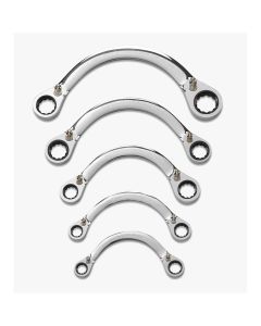 KDT9850 image(1) - GearWrench 5 Piece 72-Tooth 12 Point Reversible Half Moon Double Box Ratcheting Metric Wrench Set