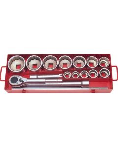 KKN8225M image(0) - Ko-ken USA 8225M 1 Square Drive 15 Piece 12-Point Metric Socket Set 32-80 mm