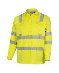 OBRZFI506-L image(0) - OBERON Button Up Shirt - Hi-Vis FR/Arc-Rated 7.5 oz  88/12 - Hi-Vis Yellow - Size: L