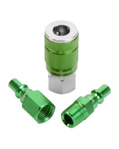 Legacy Manufacturing ColorConnex Coupler and Plug Kit, 3-Piece, Type B, 1/4" Body, 1/4" NPT, Green
