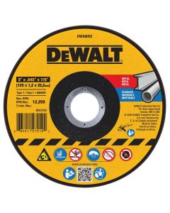 DWTDWA8052 image(0) - DEWALT 5 In x .045 in Aluminum Oxide Abrasive Chop / Cut-Off Blade with 7/8 in Arbor For Concrete & Masonry Cutting (1 Pack)