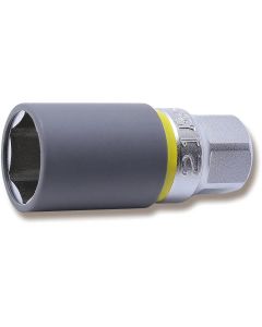KKN4300PMZ-65-21 image(0) - Ko-ken USA 4300PMZ.65-21 1/2 Square Drive Wheel Nut Socket 21 mm Extra Thin Walled Length 65 mm Color coded Protector