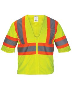 SAS690-2218 image(0) - SAS Safety Class-3 Mesh Yellow Safety Vest w/ Front Zipper, M