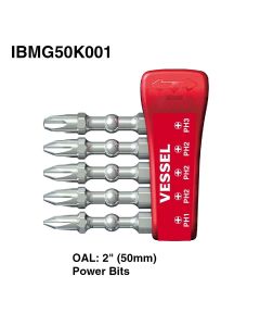 VESIBMG50K001 image(0) - Vessel Tools Impact Ball Bits Assort X50 5PC with MGNTIC Holder