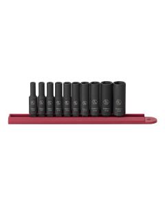 KDT84908 image(0) - GearWrench 10 Piece 1/4 Inch Drive 6 Point Deep Impact SAE Socket Set