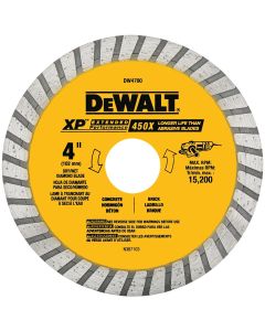 DWTDW4700 image(0) - DEWALT Industrial 4-Inch Dry Or Wet Cutting Continuous Rim Diamond Saw Blade With 7/8-Inch Arbor