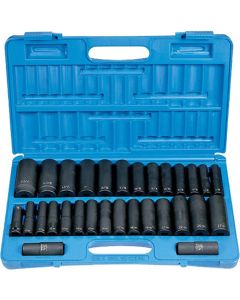 GRE1512DM image(0) - Grey Pneumatic 1/2" Drive 30 Piece SAE & Metric Deep Set