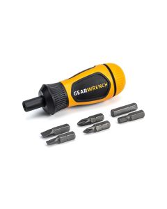 KDT80061R image(0) - GEARWRENCH 6-in-1 Stubby Ratcheting Multi-Bit Driver