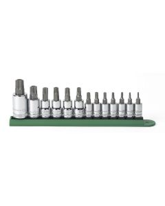 KDT80725 image(0) - GEARWRENCH 13 Piece 1/4 Inch, 3/8 Inch & 1/2 Inch Drive Tamper Proof Torx Bit Socket Set