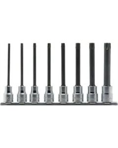 KKNRS3025-8-L100RH image(0) - Ko-ken USA RS3025/8-L100RH 3/8 Sq. Dr. 8 Piece Round Shank Tamper-Resistant TORX&Acirc;&reg; Bit Socket set T20H-T55H