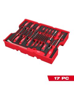 MLW48-22-0158 image(0) - Milwaukee Tool 17 Piece Screwdriver and Pry Bar Set with Tray for PACKOUT Drawers