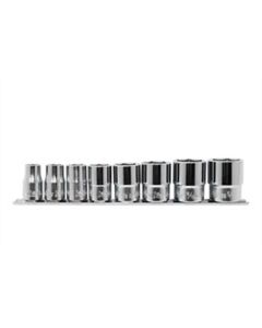 KKNRS4400W-8 image(0) - Ko-ken USA RS4400W/8 8 Piece 1/2 Sq. Dr. Whitworth, 6 Point, SAE, Chrome Socket Set