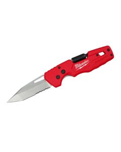 MLW48-22-1540 image(0) - Milwaukee Tool FASTBACK 5 in 1 Partially Serrated Tanto Blade Folding Pocket Knife with Reversible Phillips #2 and Slotted 1/4 Inch bit