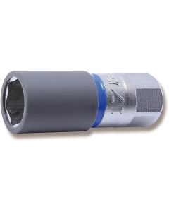 KKN4300PMZ-65-17 image(0) - Ko-ken USA 4300PMZ.65-17 1/2 Square Drive Wheel Nut Socket 17 mm Extra Thin Walled Length 65 mm Color coded Protector