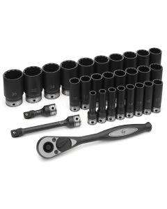 GRE82229MD image(0) - Grey Pneumatic 1/2" Drive 29 Piece Metric Deep Duo-Socket Set - 12 Point