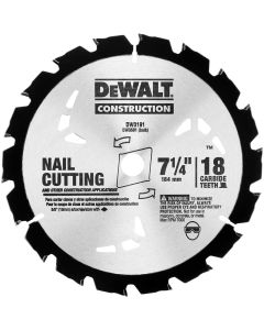 DWTDW3591B10 image(0) - DEWALT Series 20 7-1/4-Inch 18T Nail Cutting Circular Saw Blade