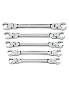KDT81910 image(0) - GEARWRENCH 5 Piece Flex Head Flare Nut SAE Wrench Set