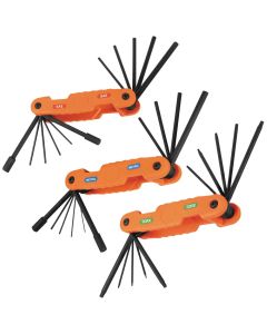 KLE70553 image(0) - Klein Tools Pro Folding Hex Key Set, 31-Key, SAE, Metric, TORX&reg; Sizes, 3-Piece