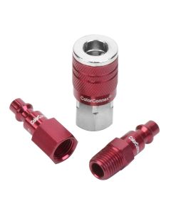 LEGA73452D image(0) - Legacy Manufacturing ColorConnex Coupler and Plug Kit, 3-Piece, Type D, 1/4" Body, 1/4" NPT, Red