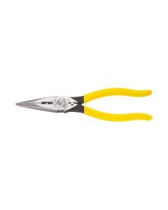 KLED203-8NCR image(0) - Klein Tools Pliers, Needle Nose Side Cutters with Stripping and Crimping, 8-Inch