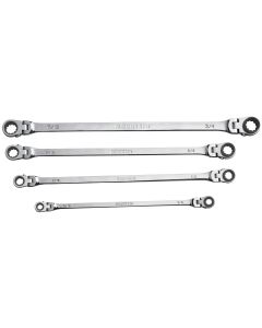 MTNRF7 image(0) - Mountain RF7 SAE Reversible Double Raised Box Ratcheting Wrench Set, Universal Spline, 90 Tooth Design, 180 Degree Rotating Head, Sizes 5/16", 3/8", 7/16", 1/2", 9/16" 5/8", 11/16", 3/4", 4-Piece