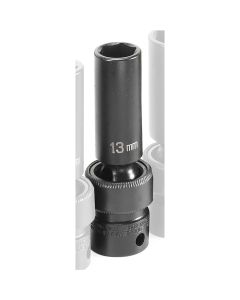 GRE1013UMD image(0) - Grey Pneumatic 3/8" Drive x 13mm Deep Universal Socket 6 Point - Black