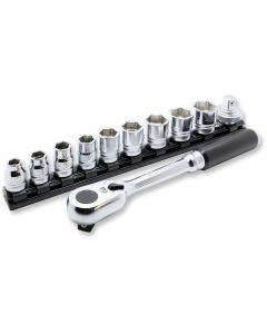 KKN4285ZE image(0) - Ko-ken USA 4285ZE 1/2 Sq. Dr. 11 Piece Z-Series 6-Point Metric Socket set  10-24mm