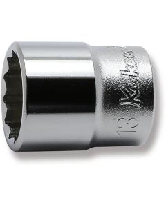 KKN2405M-13 image(0) - Ko-ken USA 2405M-13 1/4 Square Drive Socket 13 mm 12 Point Length 22 mm