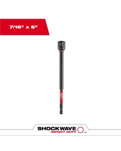 MLW49-66-4686 image(0) - Milwaukee Tool SHOCKWAVE Impact Duty 7/16 Inch x 6 Inch Magnetic Nut Driver Bulk 10