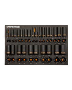 KDTGWMSISKHSAE image(0) - GEARWRENCH 54 Piece 3/8&rdquo; & 1/2&rdquo; Drive 6 Point SAE Standard & Deep Hi-Viz Impact Socket Set in Foam Storage Tray