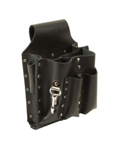KLE5166 image(0) - Klein Tools Tool Pouch Leather 7-Pockets Tape Thong Tunnel Loop