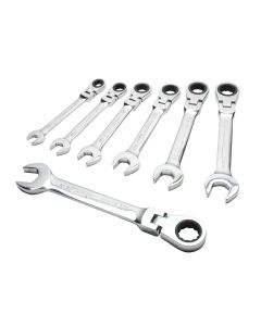 DWTDWMT74195 image(0) - DEWALT Combination Ratcheting Wrench Set, SAE/Standard Wrenches, Flex Head, 7-Piece