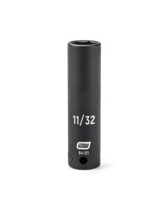 KDT84131 image(0) - GEARWRENCH 1/4 Inch Drive 6 Point Deep Impact SAE Socket 11/32 Inch