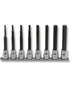 KKNRS3015M-8-L100 image(0) - Ko-ken USA 3/8 Sq. Dr. Grip Ring Hex Bit Socket Set, 3mm-12mm - 8 pieces