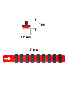 ERN8411 image(1) - Ernst Mfg. 8&rdquo; Socket Organizer and 9 Socket Clips - Red - 3/8&rdquo;