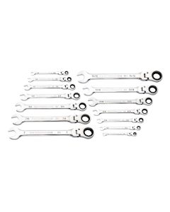 KDT86759 image(0) - GEARWRENCH 14 Piece 90-Tooth 12 Point Flex Head Ratcheting Combination SAE Wrench Set