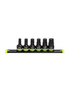 GETIHCS6S image(0) - Grip Edge Tools 6-PC 1/2" Dr Short SAE Impact RPT Hex Driver Set