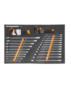 KDT86528 image(1) - GearWrench 44 Piece 90T SAE/Metric Combination Ratcheting Wrench & Long Arm Hex Key Set with Foam Storage Tray